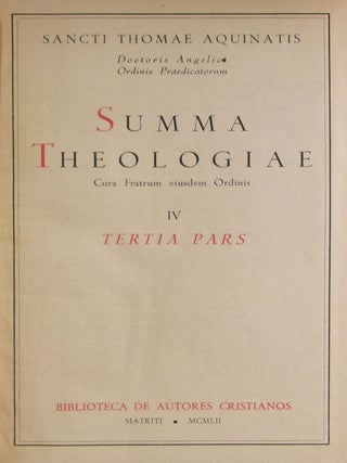 Item #mon0000005749 Summa Theologiae. IV: Tertia pars. Santo Tomás de Aquino