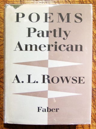 Item #mon0000010009 Poems Partly American. A. L ROWSE