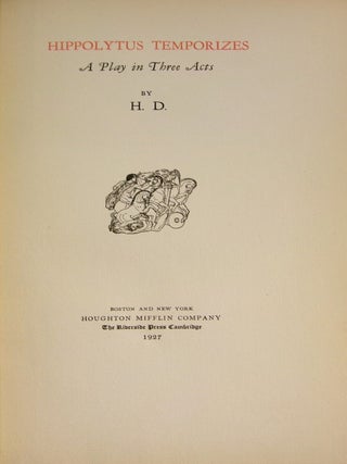Item #mon0000012169 Hippolytus Temporizes: A Play in Three Acts. H D