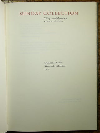 Sunday Collection: Thirty twentieth-century poems about Sunday.